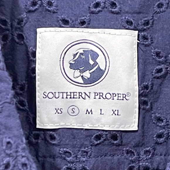 SOUTHERN PROPER Navy Blue Ansley Eyelet Sleeveless Blouse - Picture 2 of 4